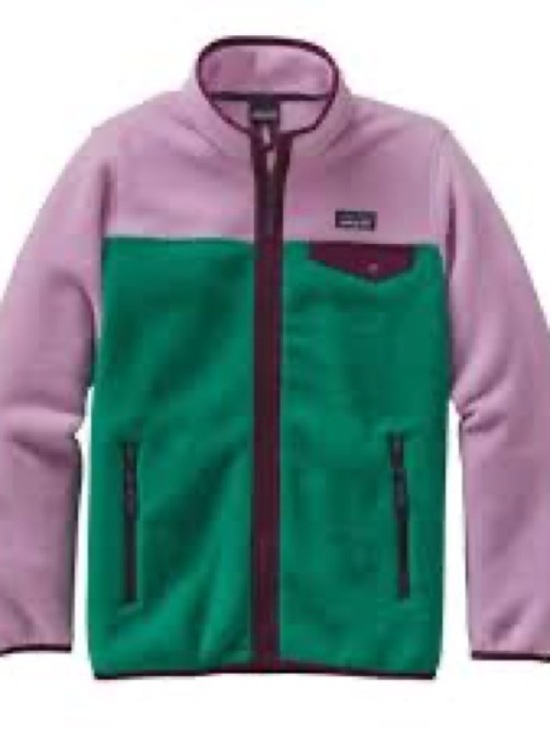 Patagonia Other - Patagonia Kids Two-Tone Green and Pink Fleece Jacket